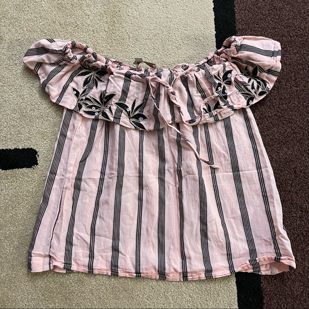 Loft off-shoulder blouse, stripes XXSP